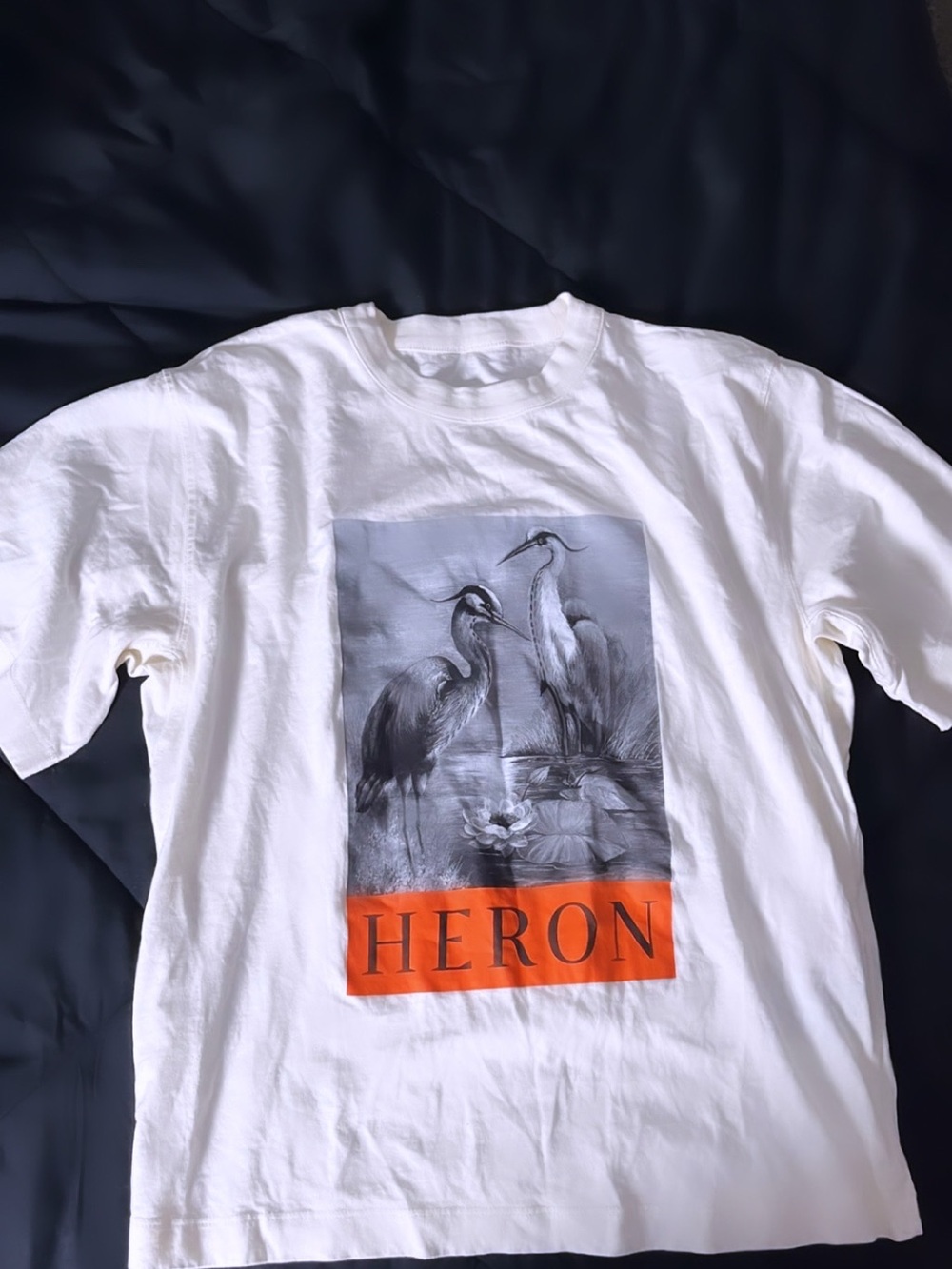 HERON Preston- Graphic Tee in White with Orange Accent
